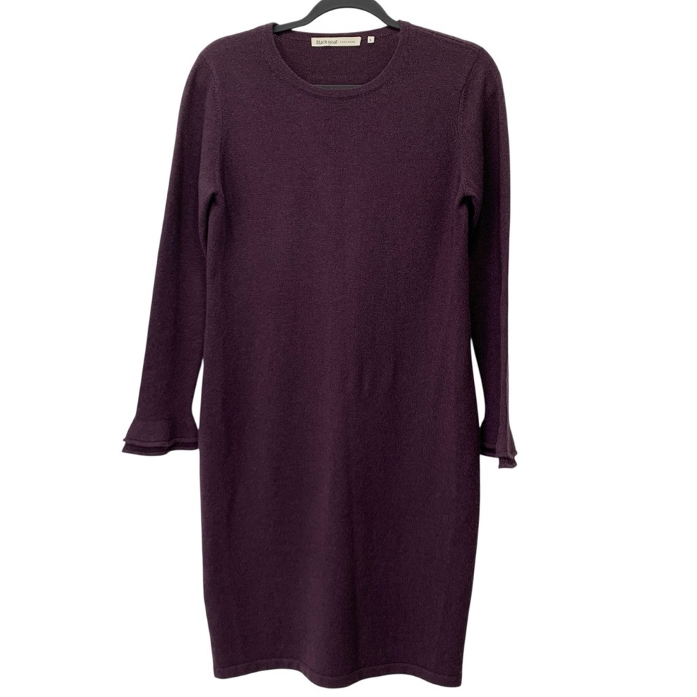 Ribbed Knit Long Sleeve Dress in Deep Plum